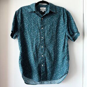 Bonobos Teal Palm Tree Print Short-Sleeved Button-Up Shirt — Medium
